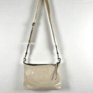 Isabel Marant Nessah Glazed Leather Crossbody Bag Sable Adj Strap Old Money